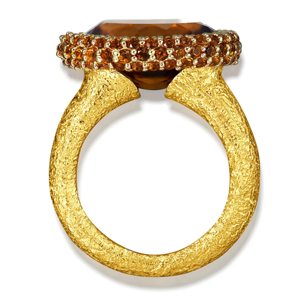 Gold Cocktail Ring with Madeira Citrine