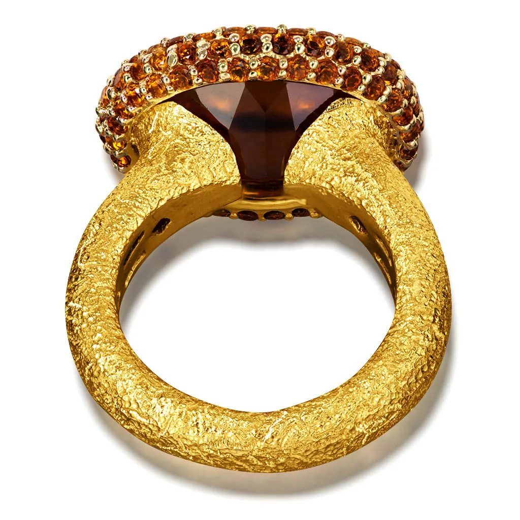 Gold Cocktail Ring with Madeira Citrine