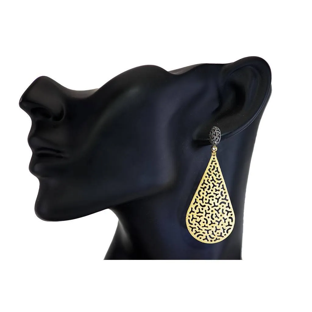 Gold Mismatched Festive Drop Earrings with Diamonds