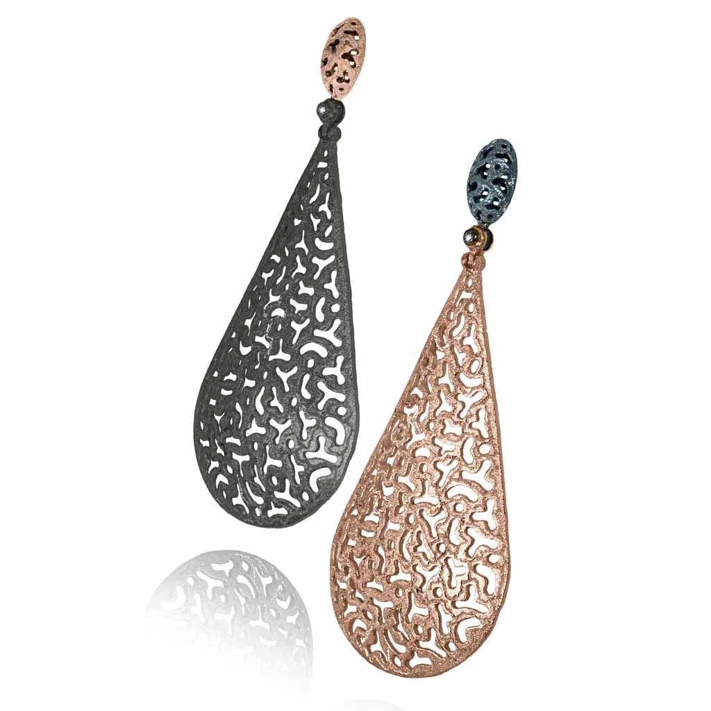 Gold Mismatched Festive Drop Earrings with Diamonds