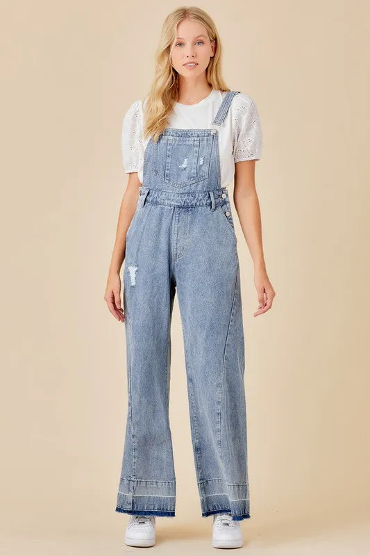 Harriet Denim Wide Leg Overalls