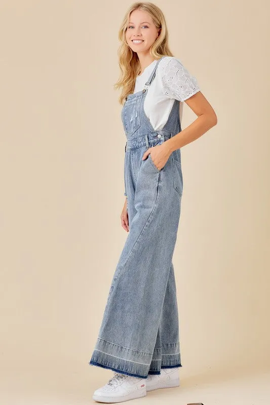 Harriet Denim Wide Leg Overalls