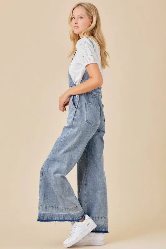 Harriet Denim Wide Leg Overalls