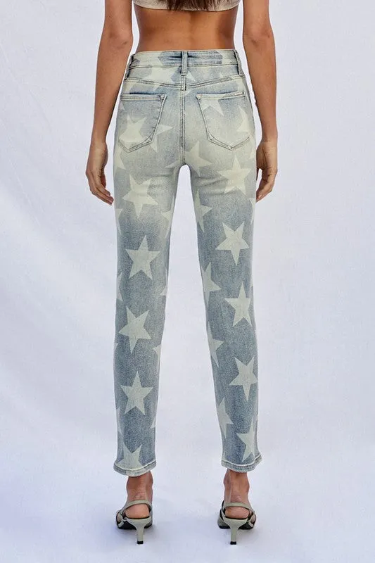 HIGH RISE STAR PRINTED GIRLFRIEND JEANS