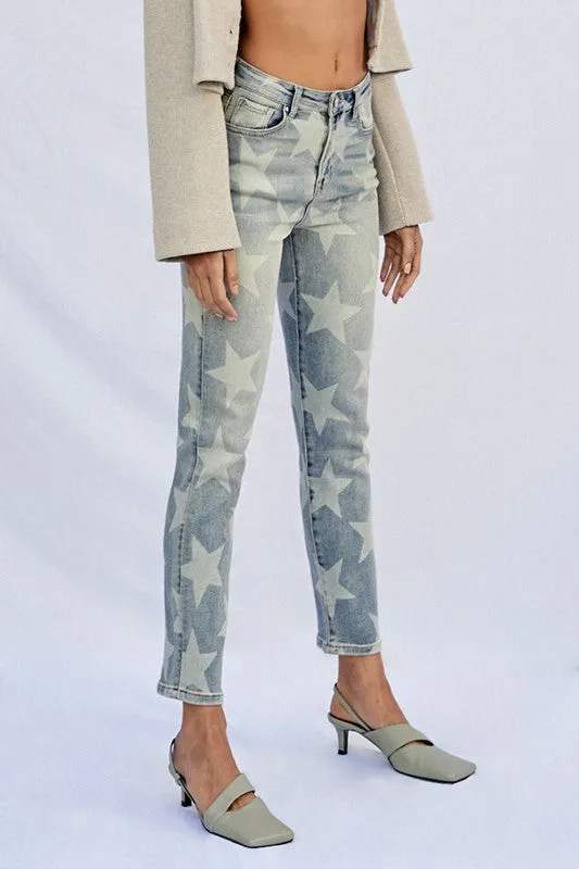 HIGH RISE STAR PRINTED GIRLFRIEND JEANS