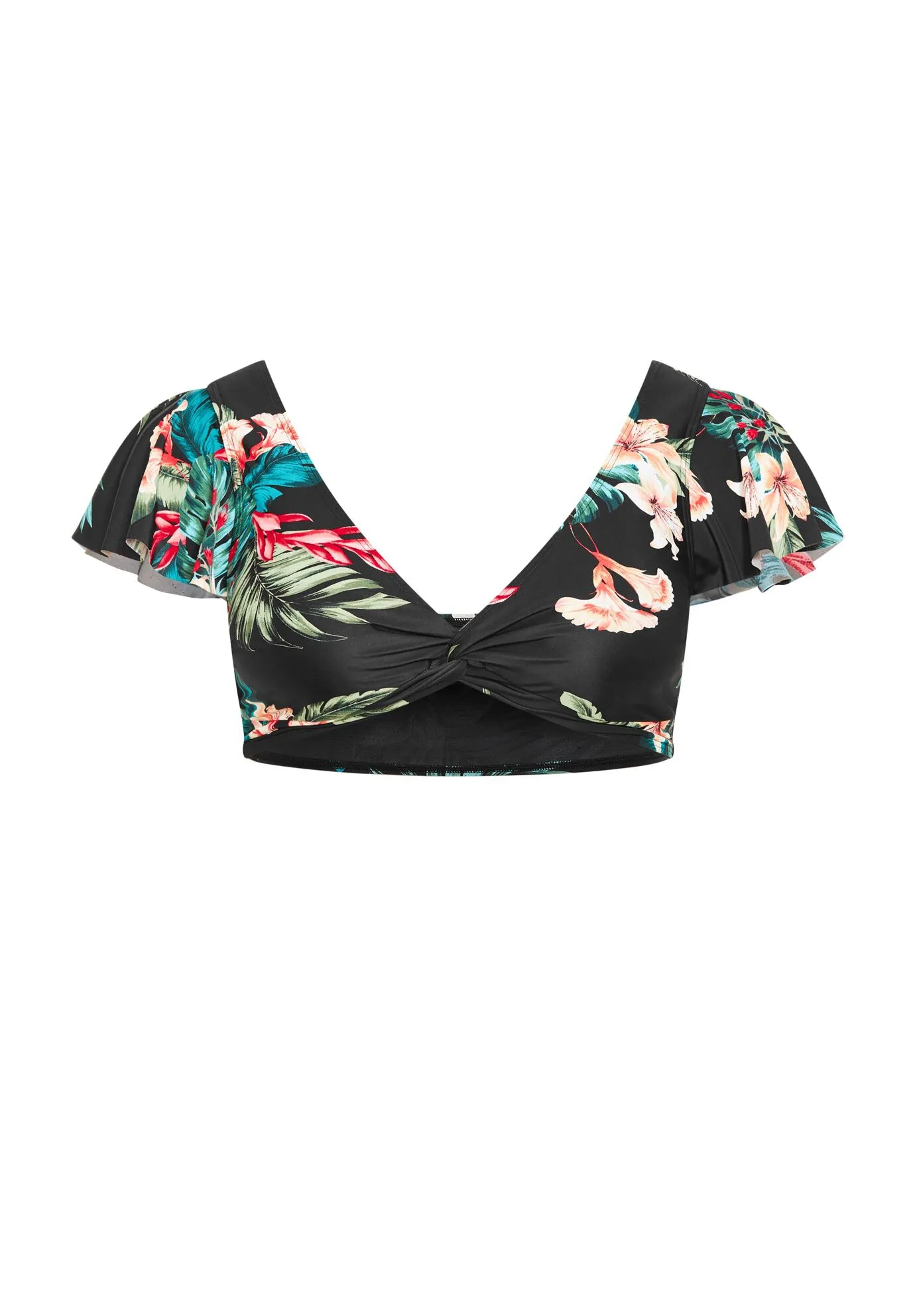 Ingrid Cap Sleeve Print Top - black