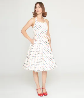 Ivory & Candy Dot Halter Swing Dress