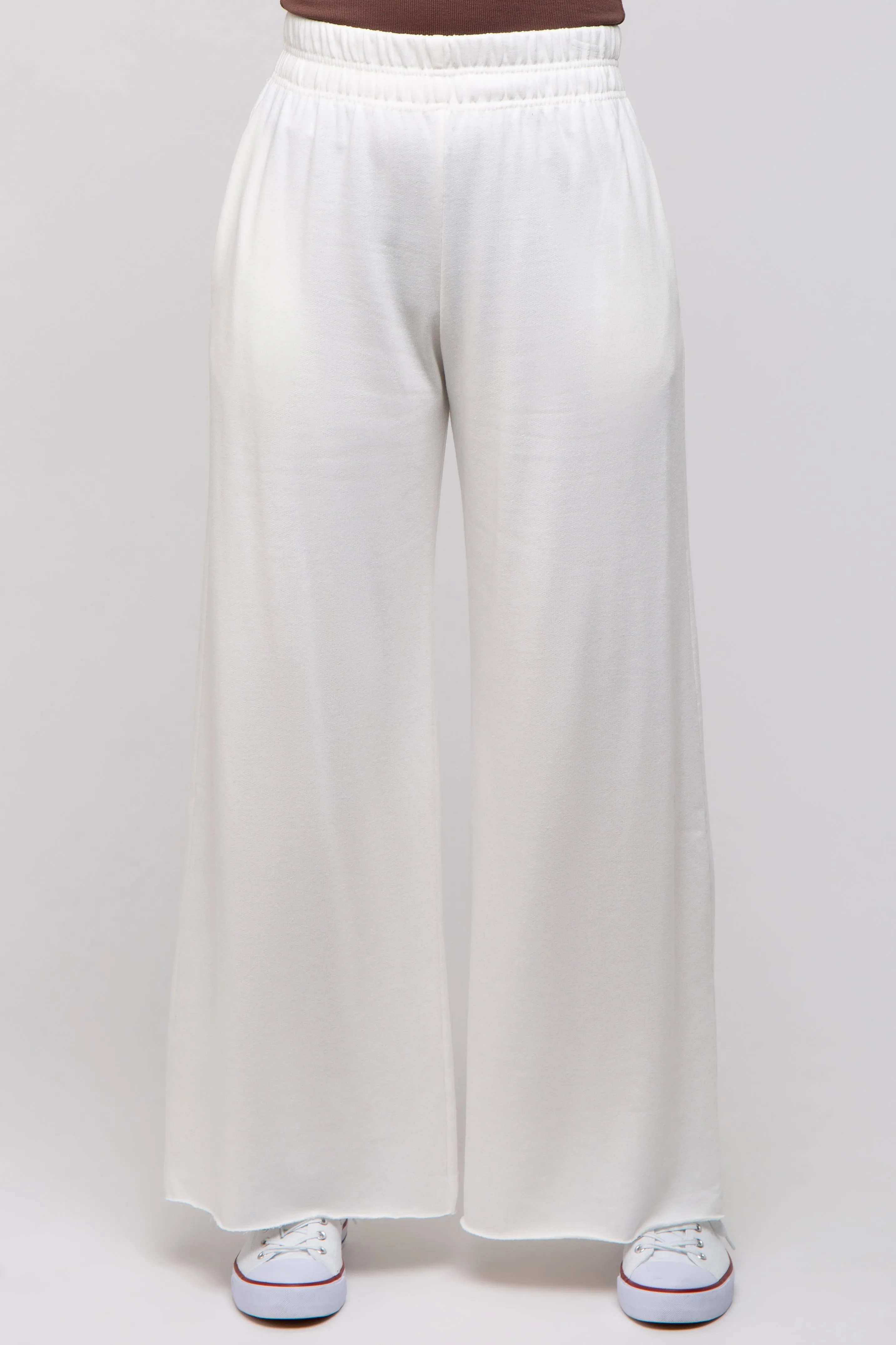 Ivory Soft Fleece Wide Leg Lounge Pants