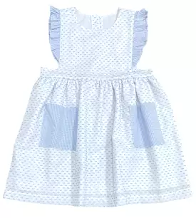 James & Lottie - Blue Swiss Dot Dress with Blue Gingham Pockets Margaret Dress