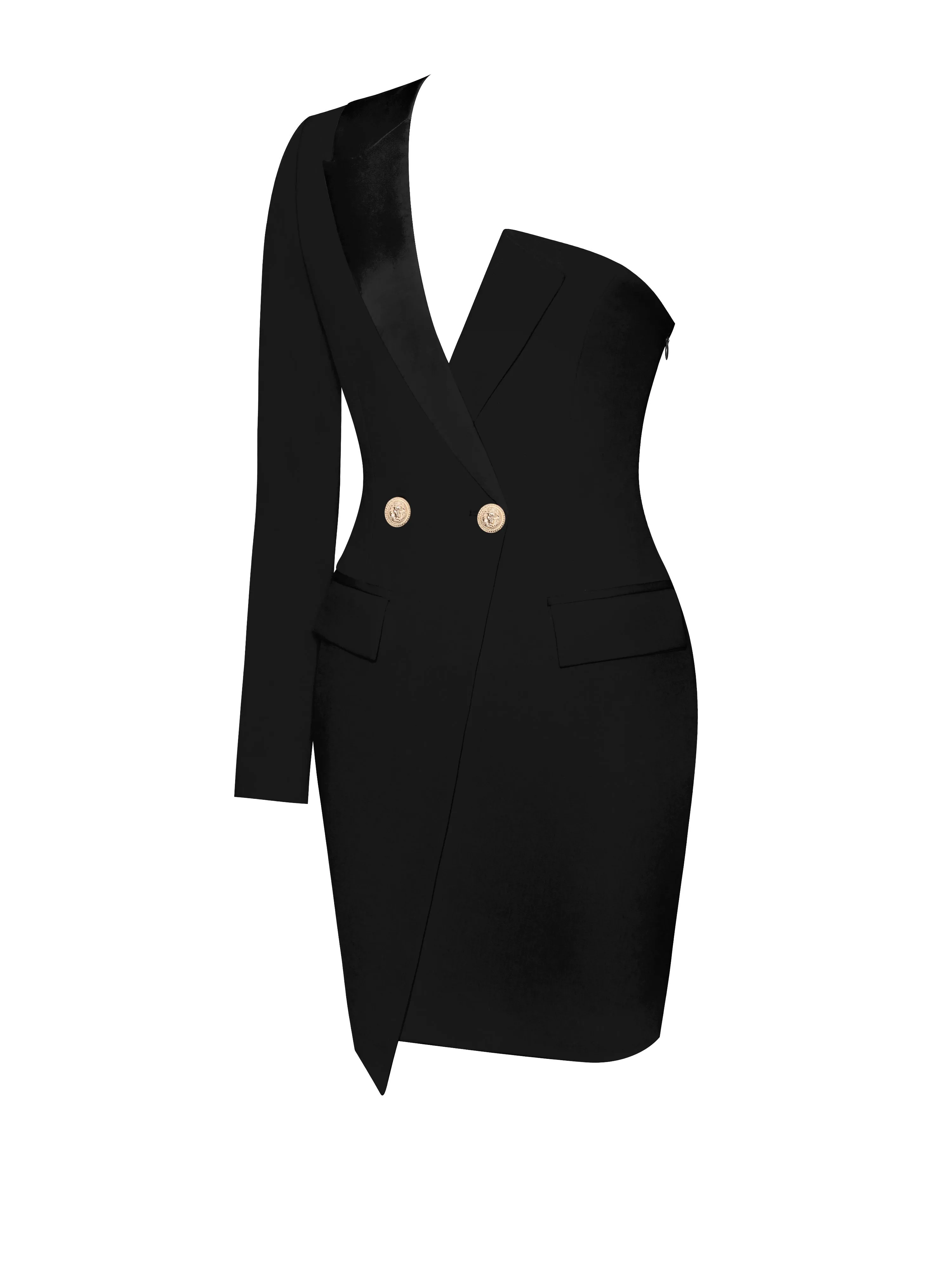 Keep One Up Black Crepe Tuxedo Blazer Dress