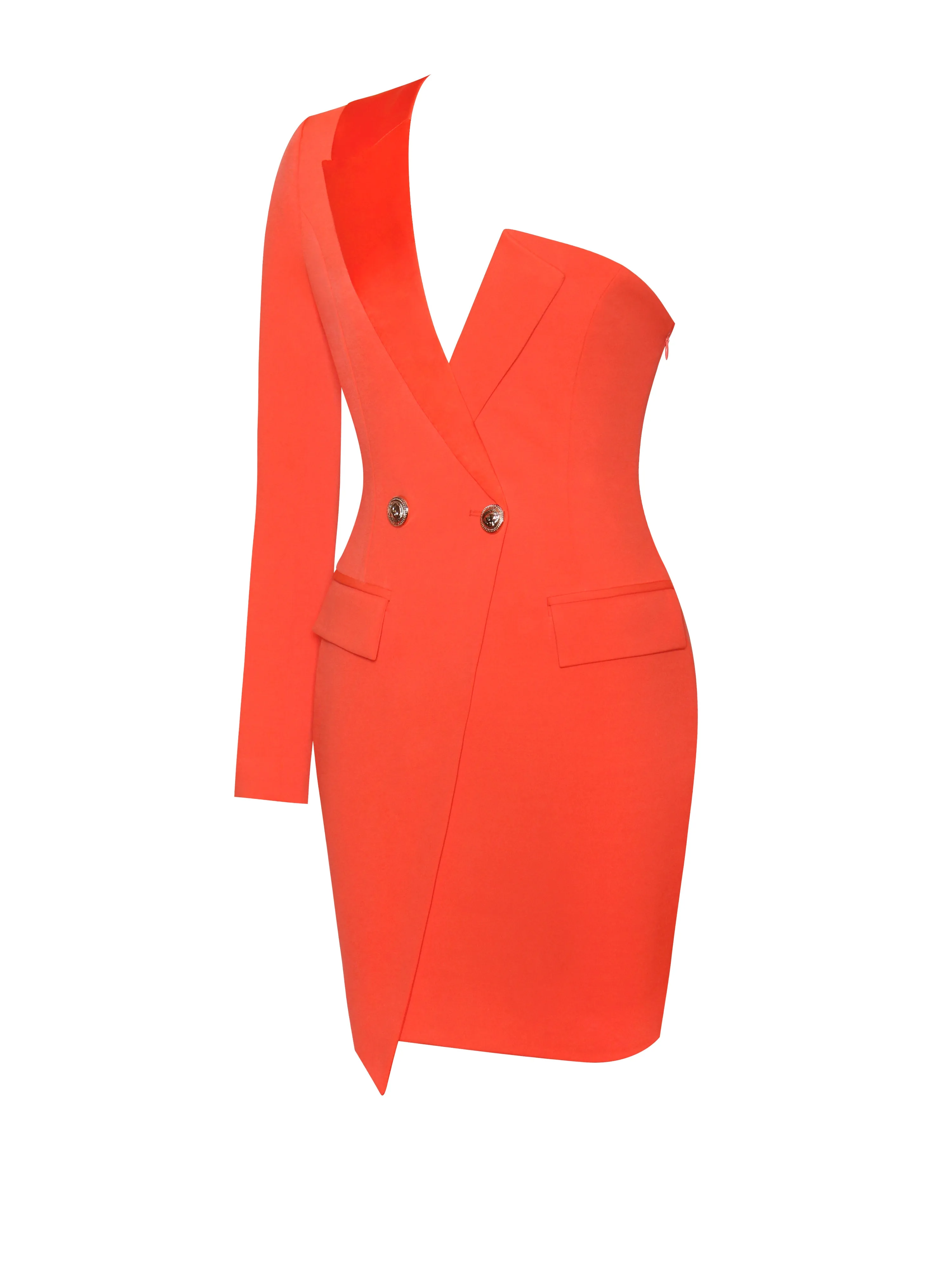 Keep One Up Orange Crepe Tuxedo Blazer Dress