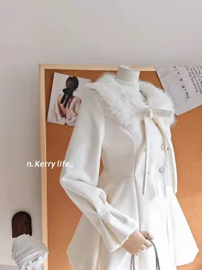 Kerry's most popular winter coat this year Winter Heroine Thousand Gold Fur Collar Waist Woolen Coat