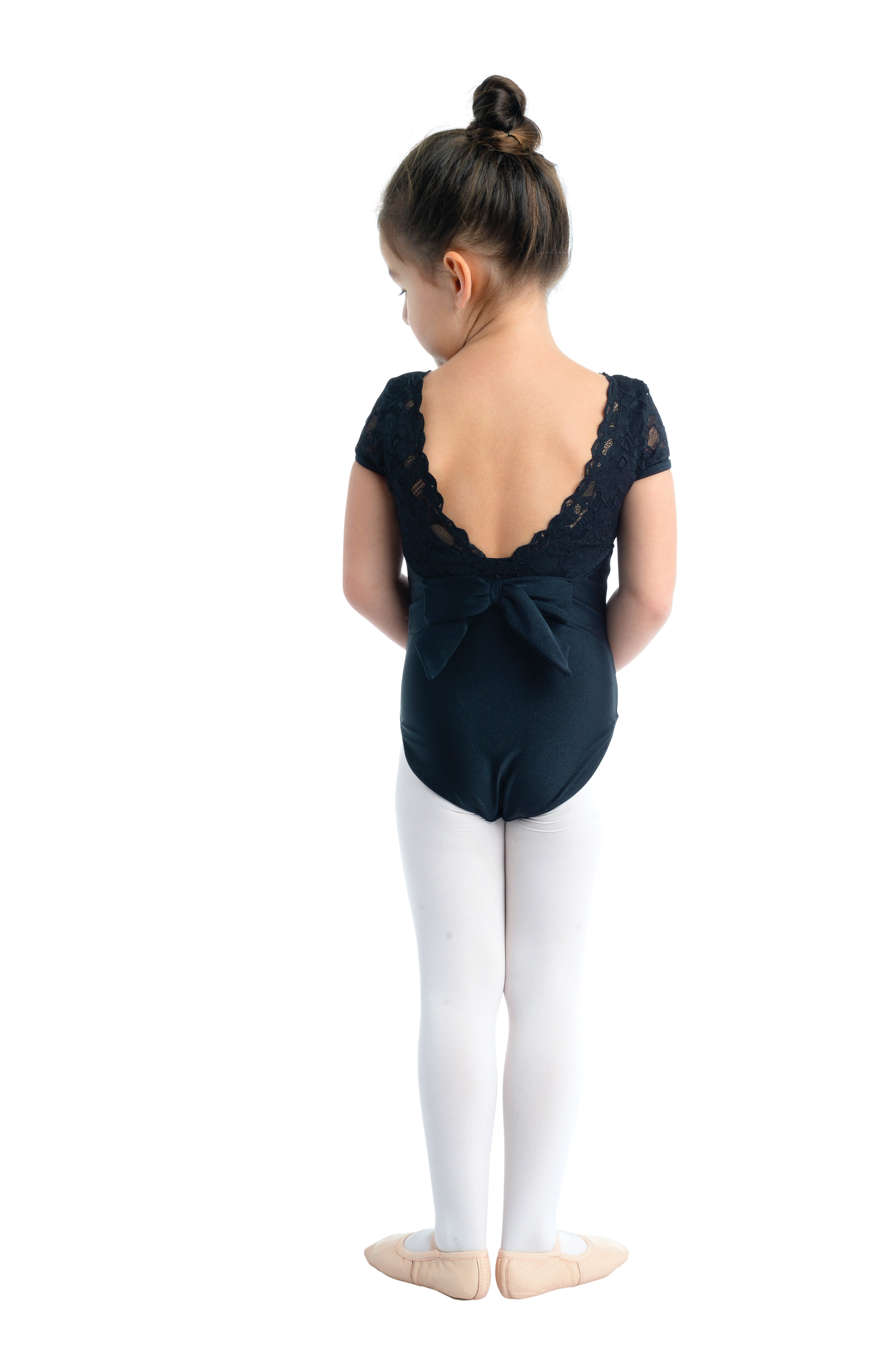 Kids Clara Cap Sleeve Leotard With Scalloped Lace