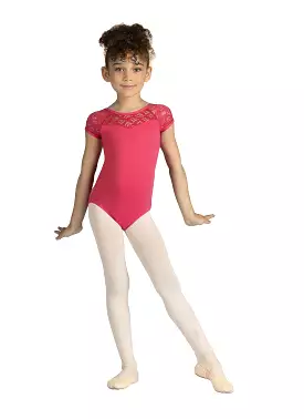 Kids Nicolette Cap Sleeve Heart Lace Leotard