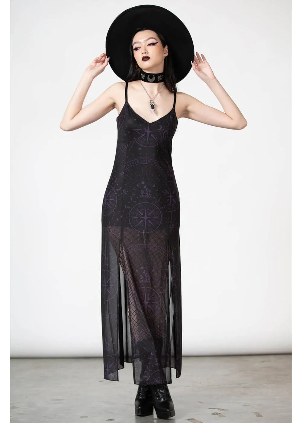 Killstar Evenescent Mesh Maxi Dress Black