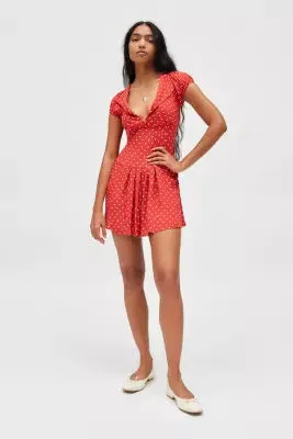 Kimchi Blue Vera Polka Dot Mini Dress - Red L at Urban Outfitters