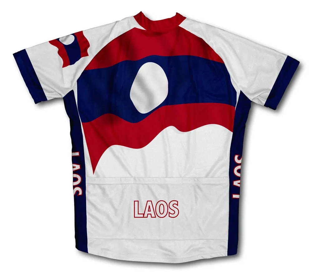 Laos Flag Cycling Jersey for Men and Women