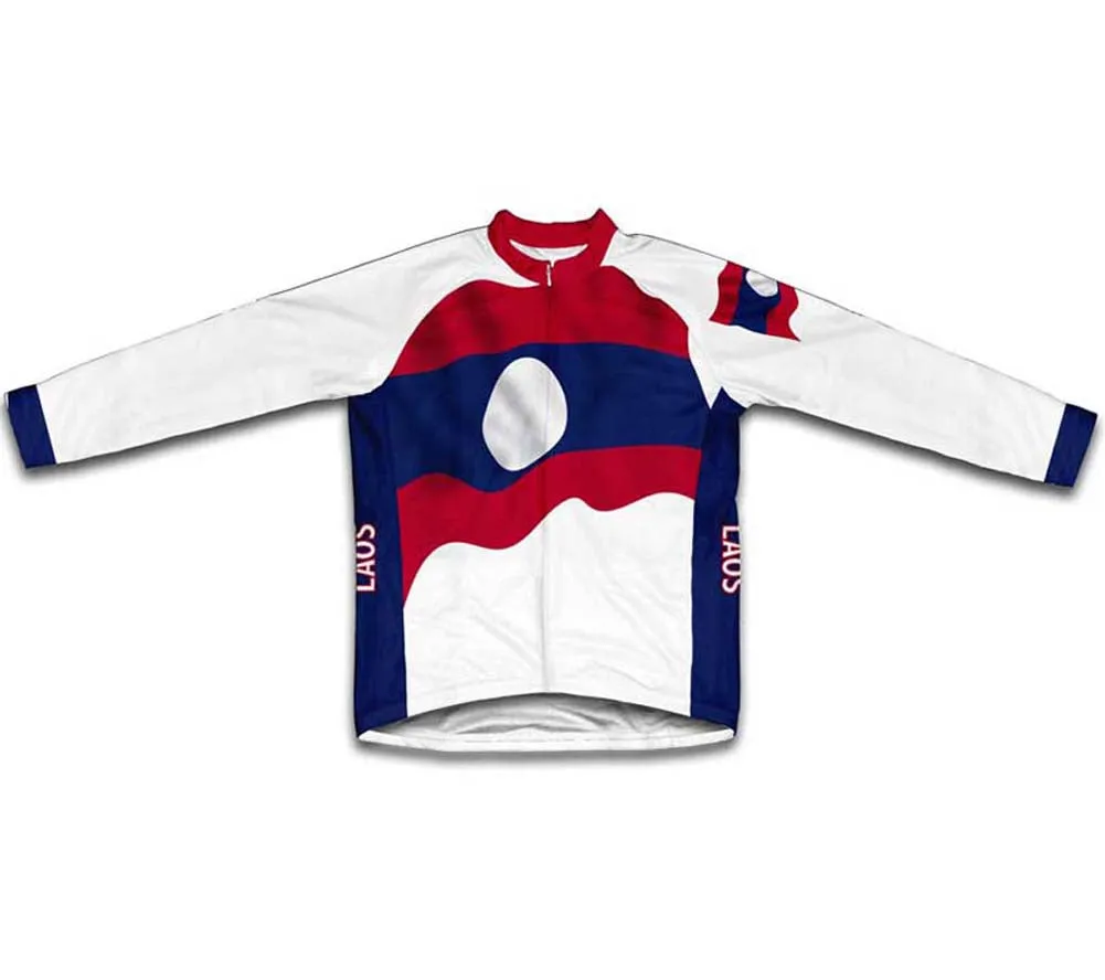 Laos Flag Cycling Jersey for Men and Women