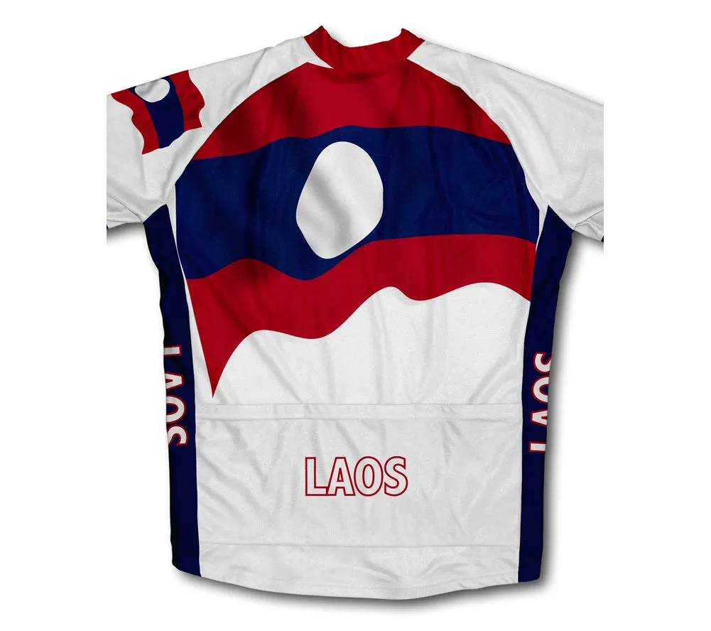 Laos Flag Cycling Jersey for Men and Women