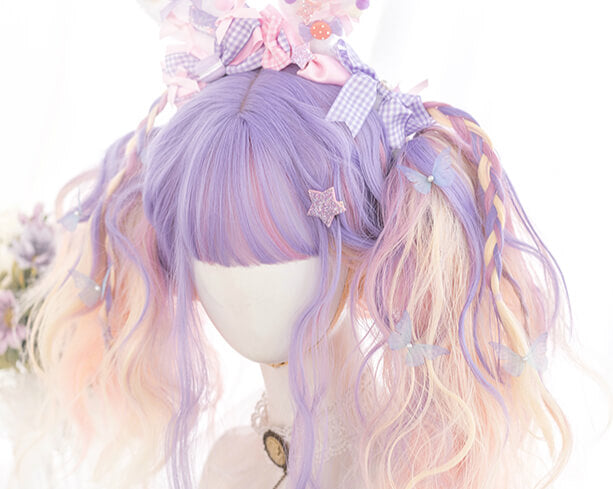 LOLITA PASTEL PURPLE PINK GRADIENT MIXTURE LONG CURLY WIG BY071707