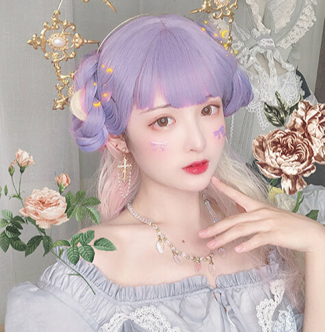 LOLITA PASTEL PURPLE PINK GRADIENT MIXTURE LONG CURLY WIG BY071707