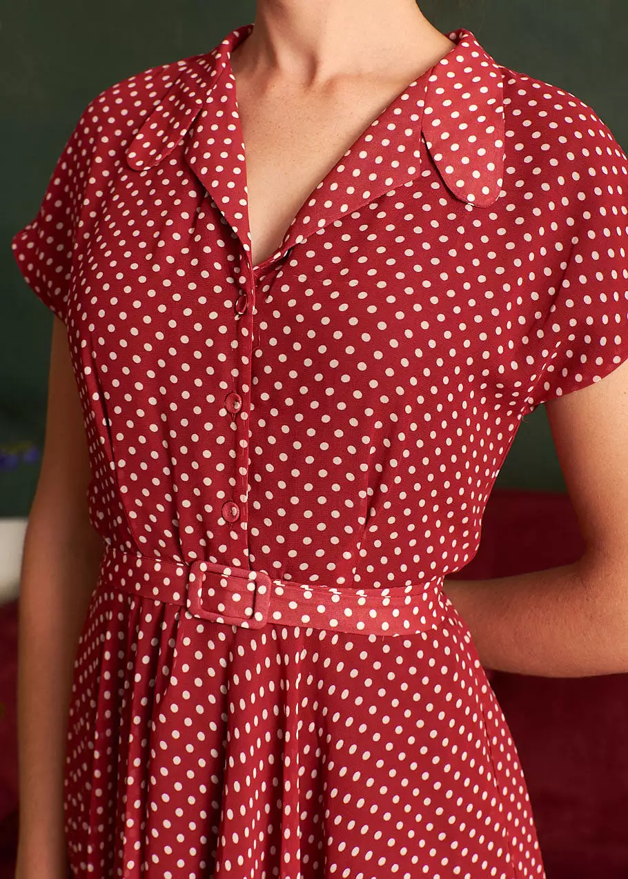 Manette Red & Cream Polka Dot Dress