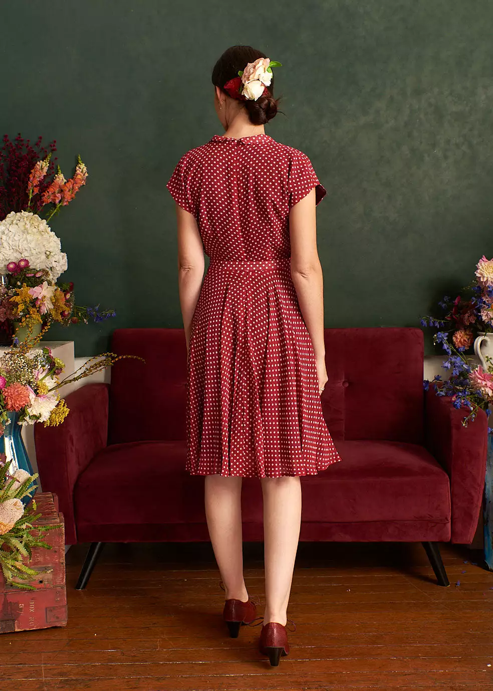 Manette Red & Cream Polka Dot Dress