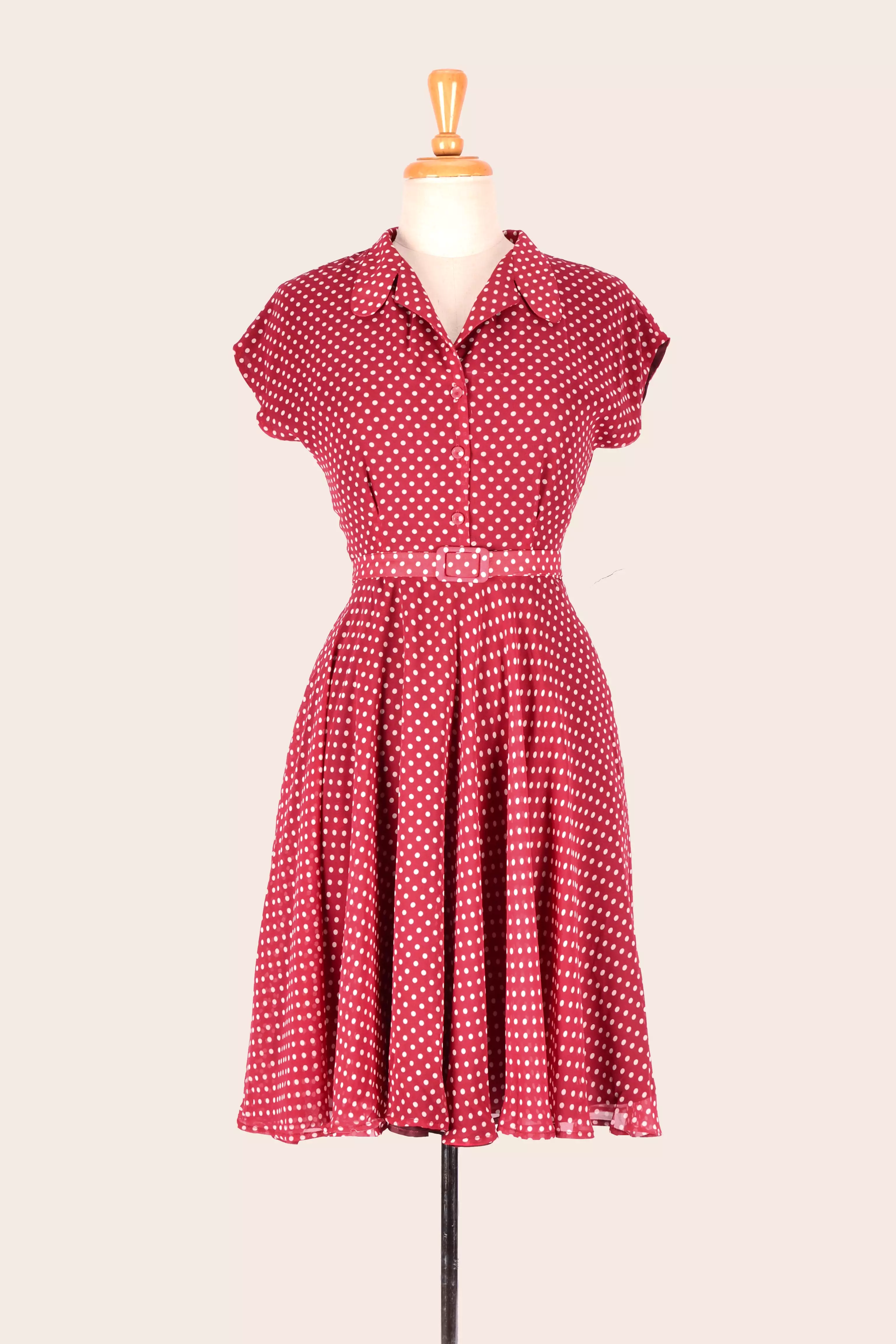 Manette Red & Cream Polka Dot Dress