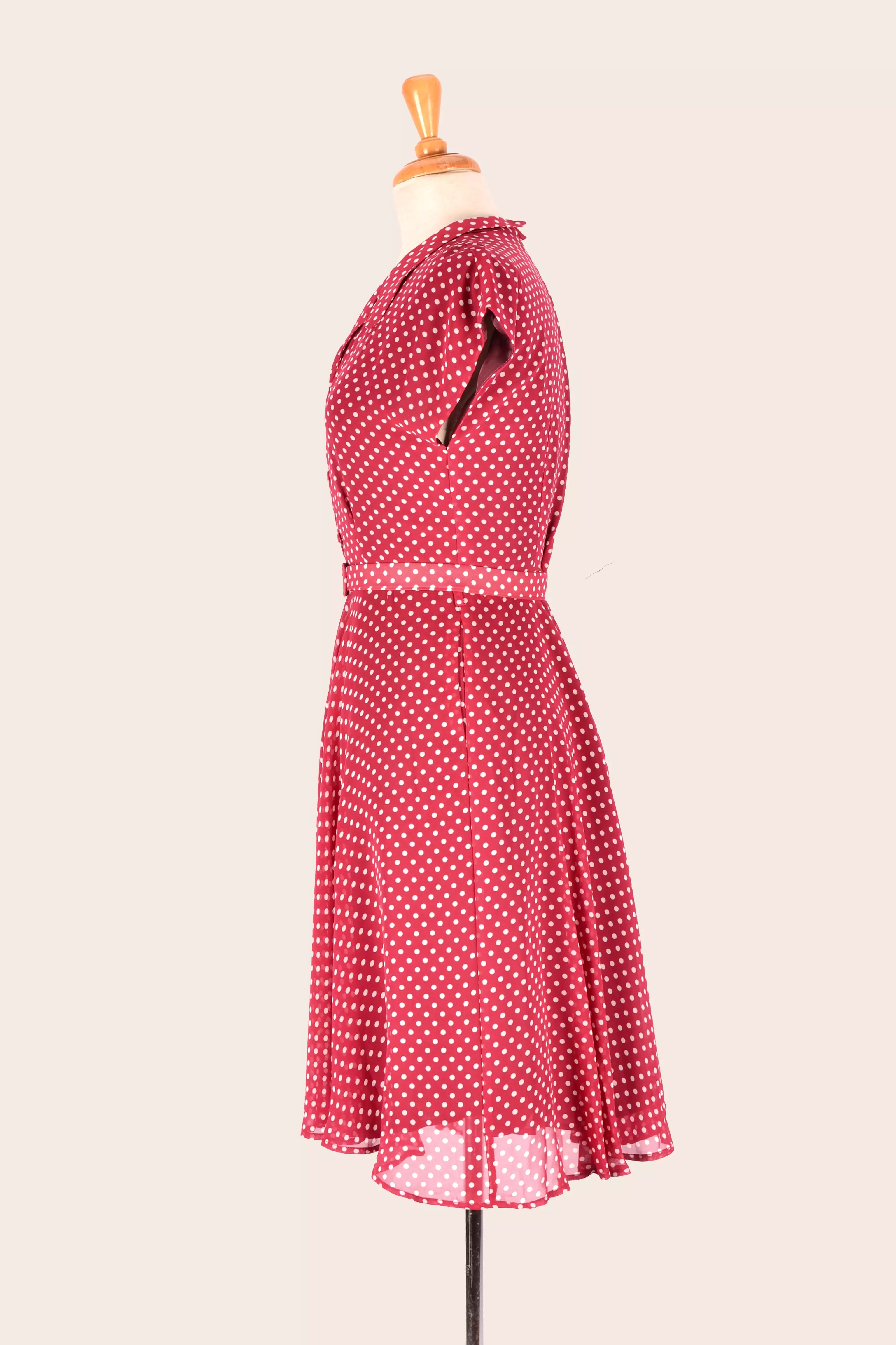 Manette Red & Cream Polka Dot Dress