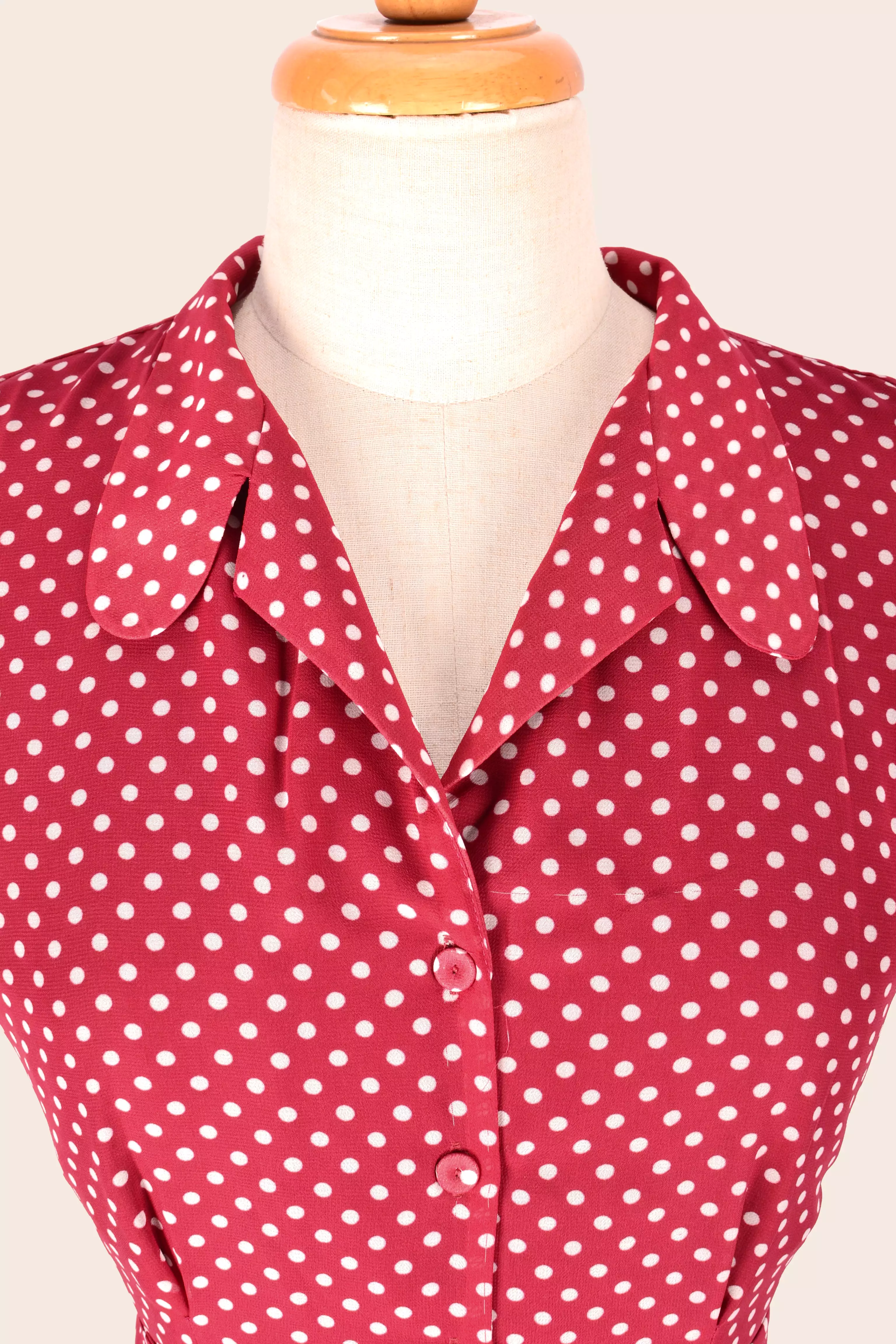 Manette Red & Cream Polka Dot Dress