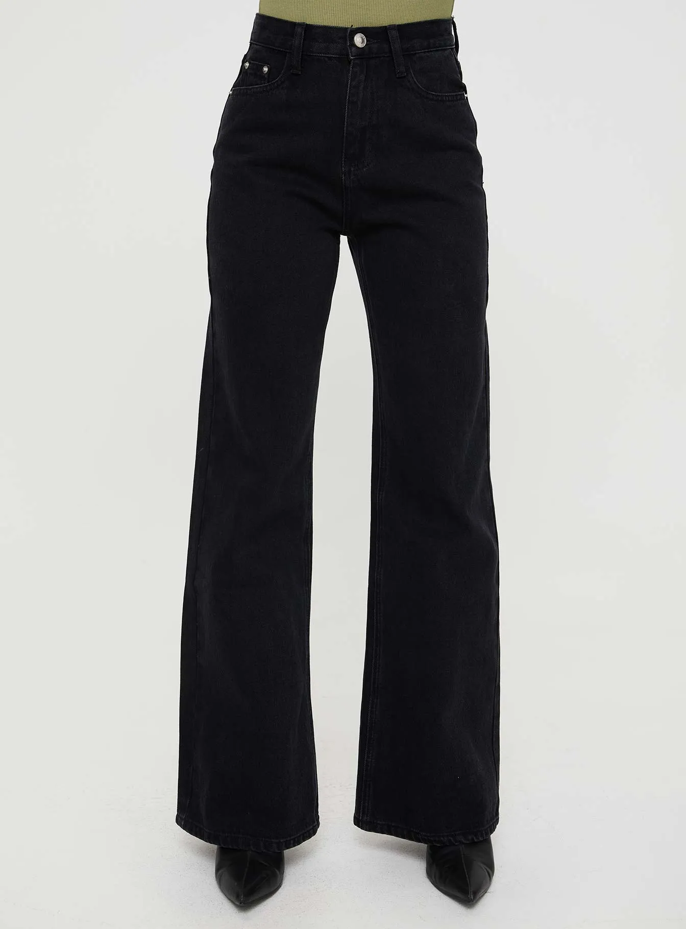 Maple Flare Jeans Washed Black