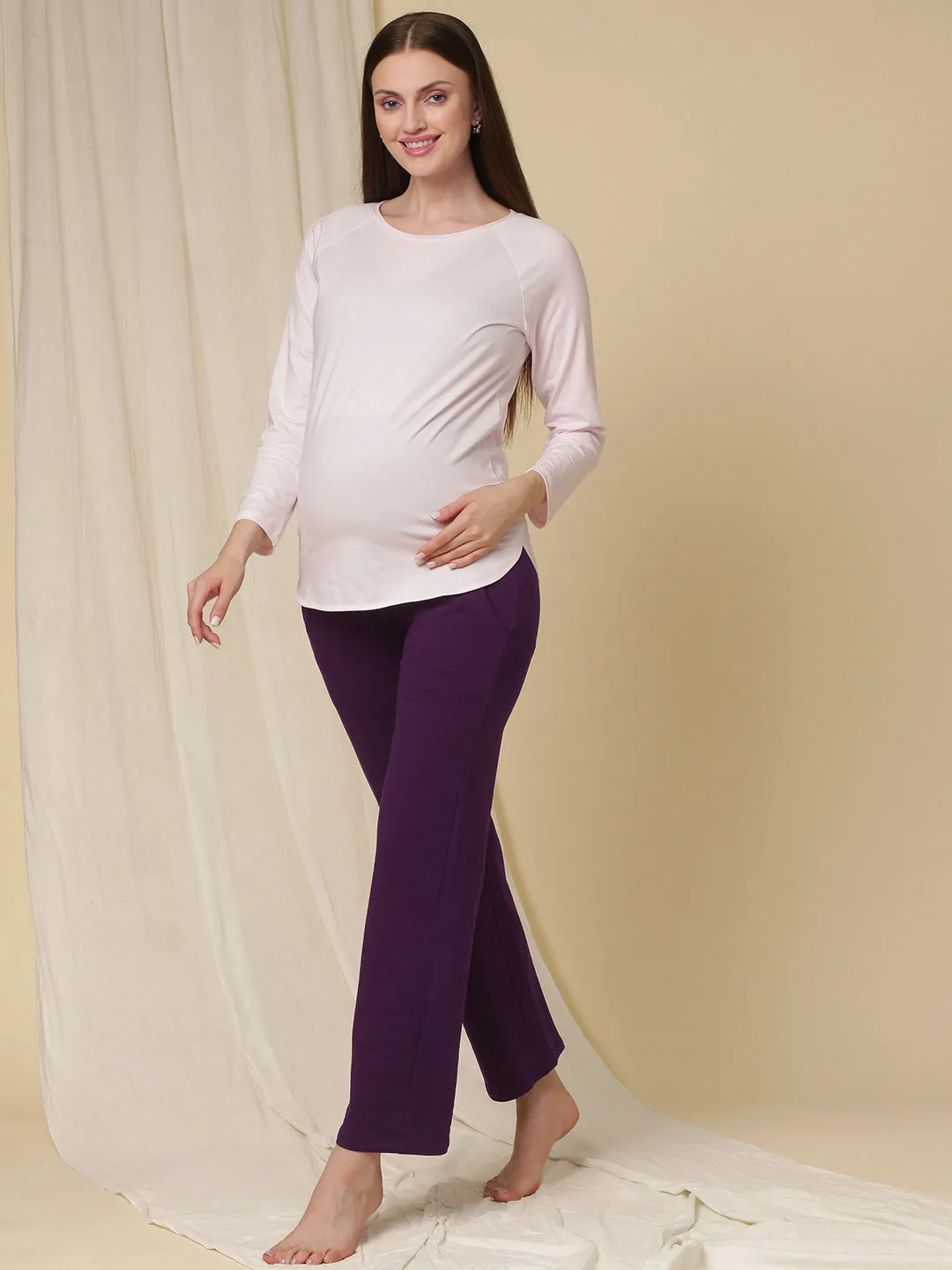 Maternity Wide-leg Pants- Winter (French Terry Lined)