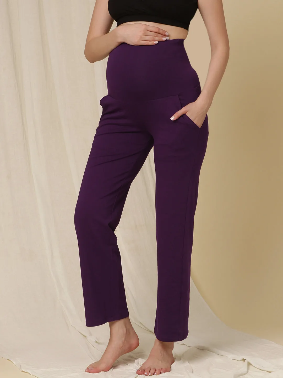 Maternity Wide-leg Pants- Winter (French Terry Lined)