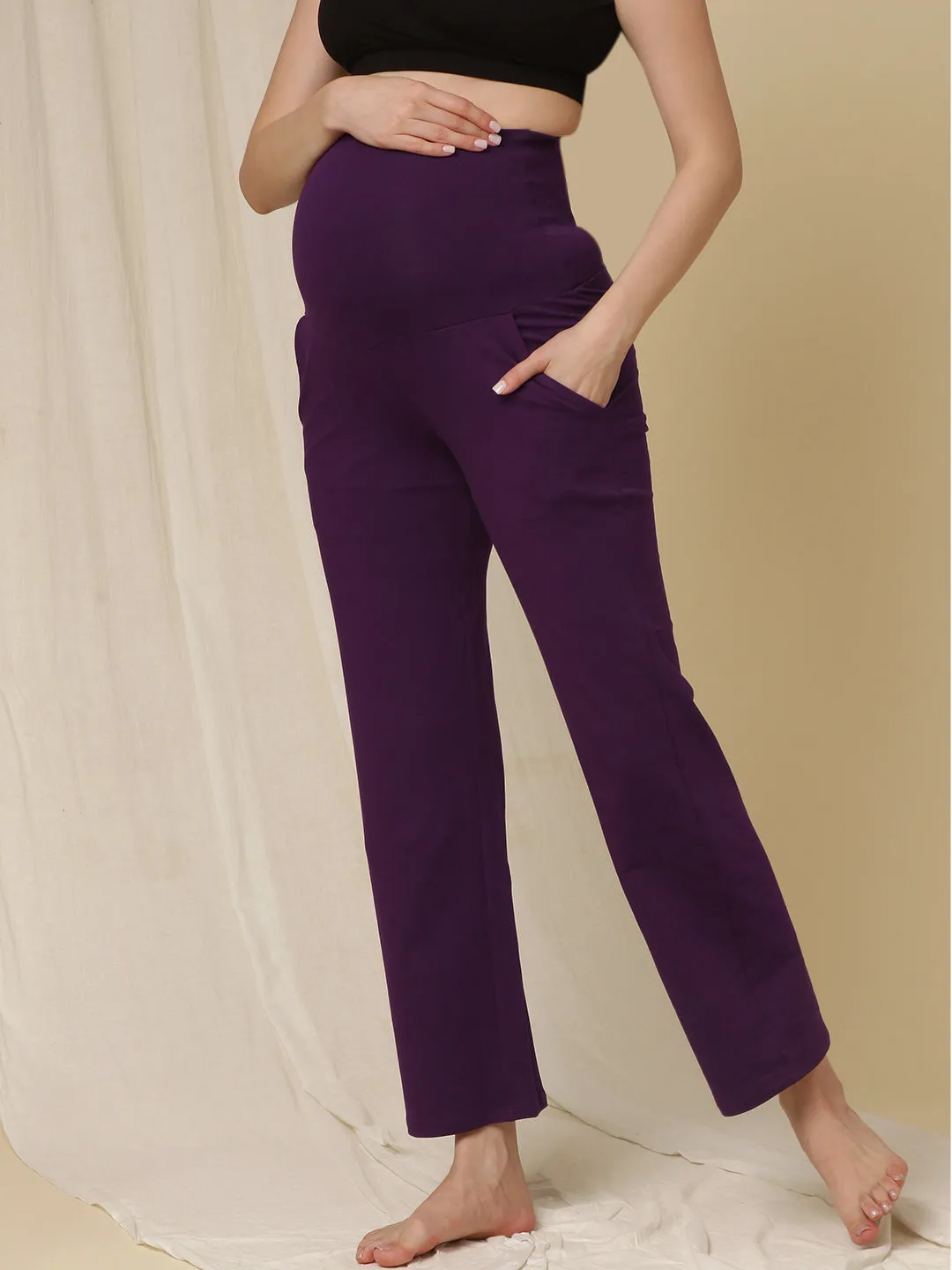 Maternity Wide-leg Pants- Winter (French Terry Lined)