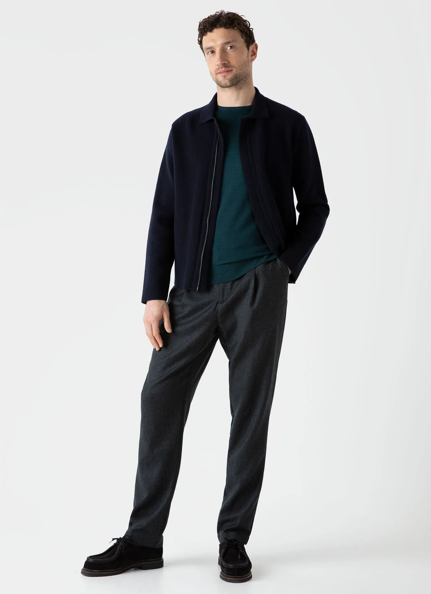 Men's Extra-Fine Merino Crew Neck in Peacock