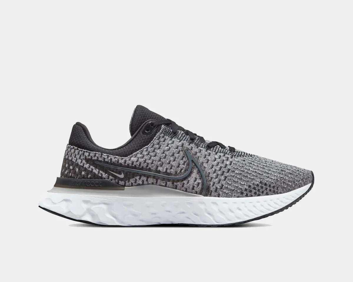 Men's Nike React Infinity Run Flyknit 3, Black/Dark Smoke Grey-Grey Frog, 7.5 D Medium