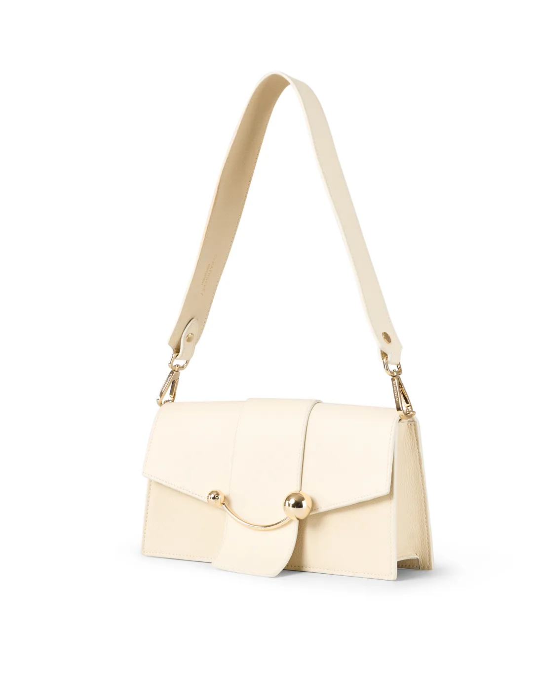 Mini Crescent Cream Leather Shoulder Bag