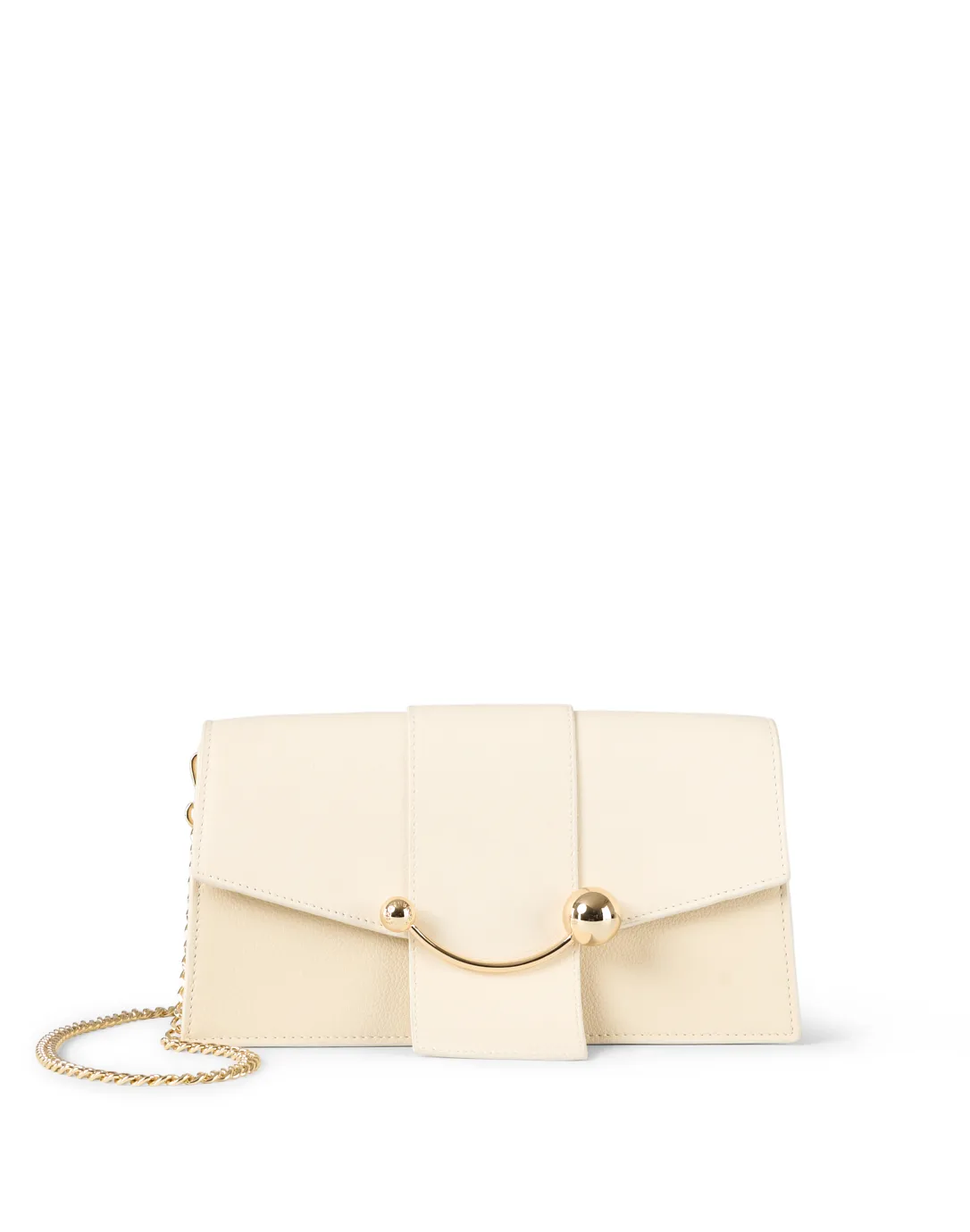 Mini Crescent Cream Leather Shoulder Bag