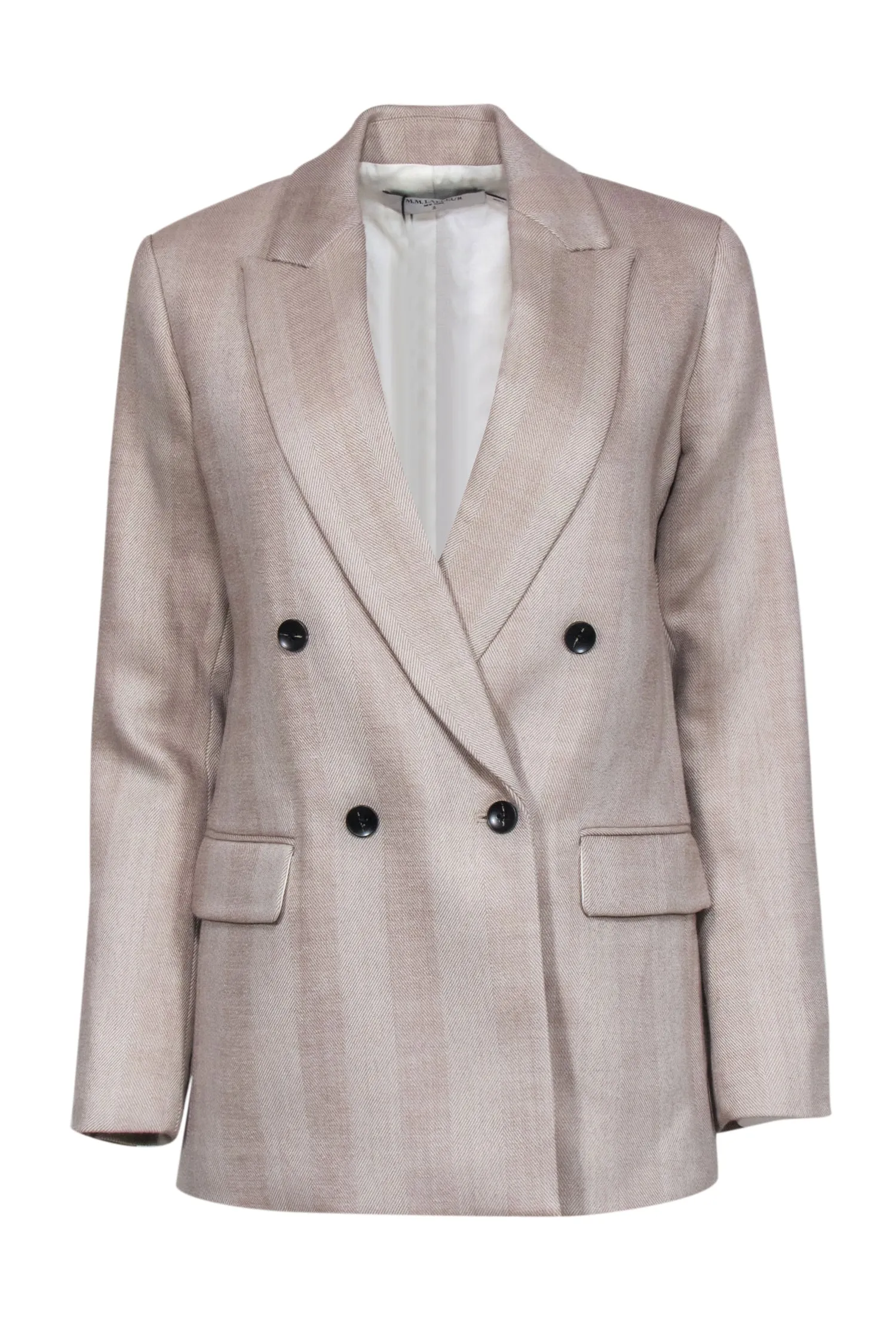 M.M. Lafleur - Tan Herringbone Double Breasted Blazer Sz 0