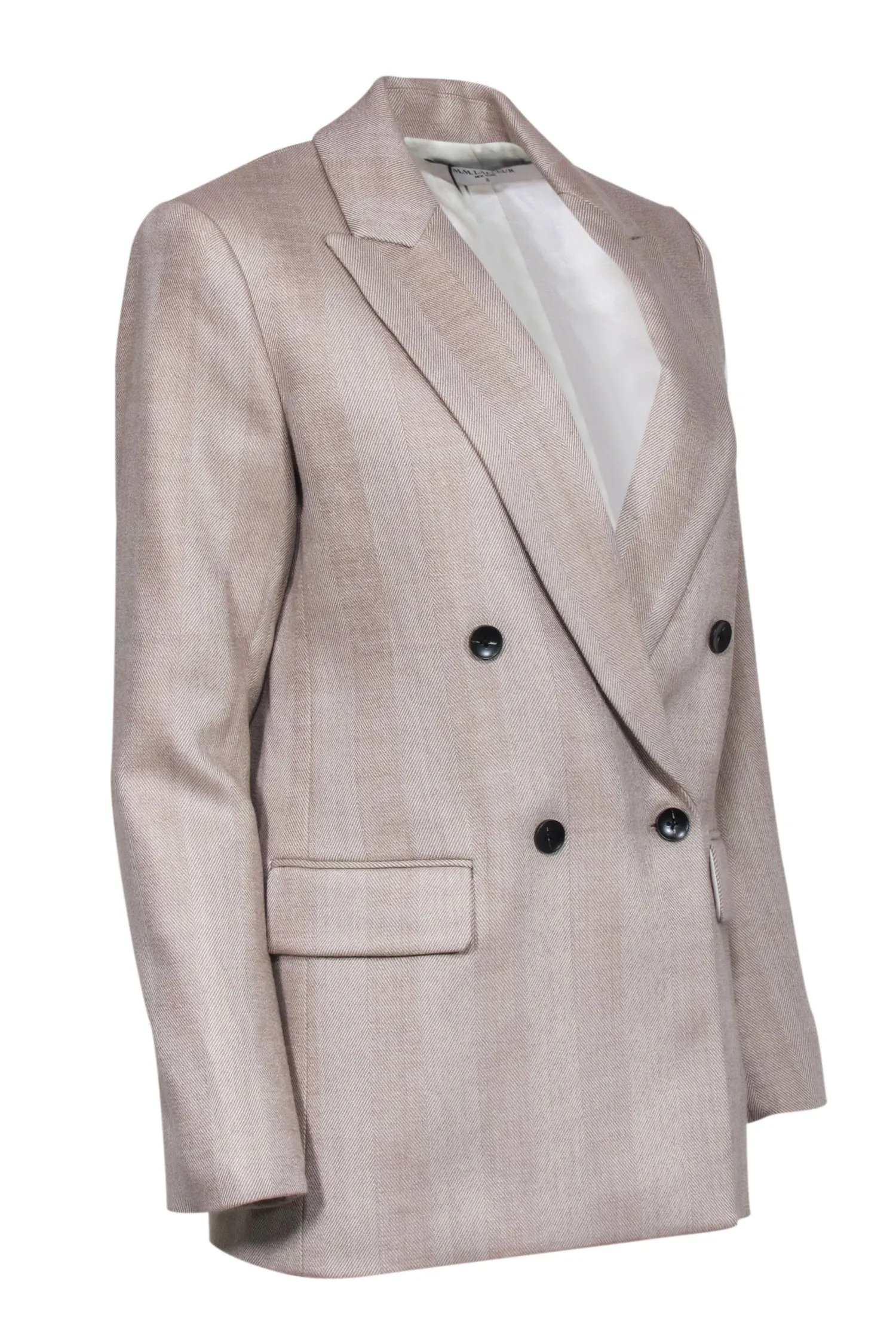 M.M. Lafleur - Tan Herringbone Double Breasted Blazer Sz 0