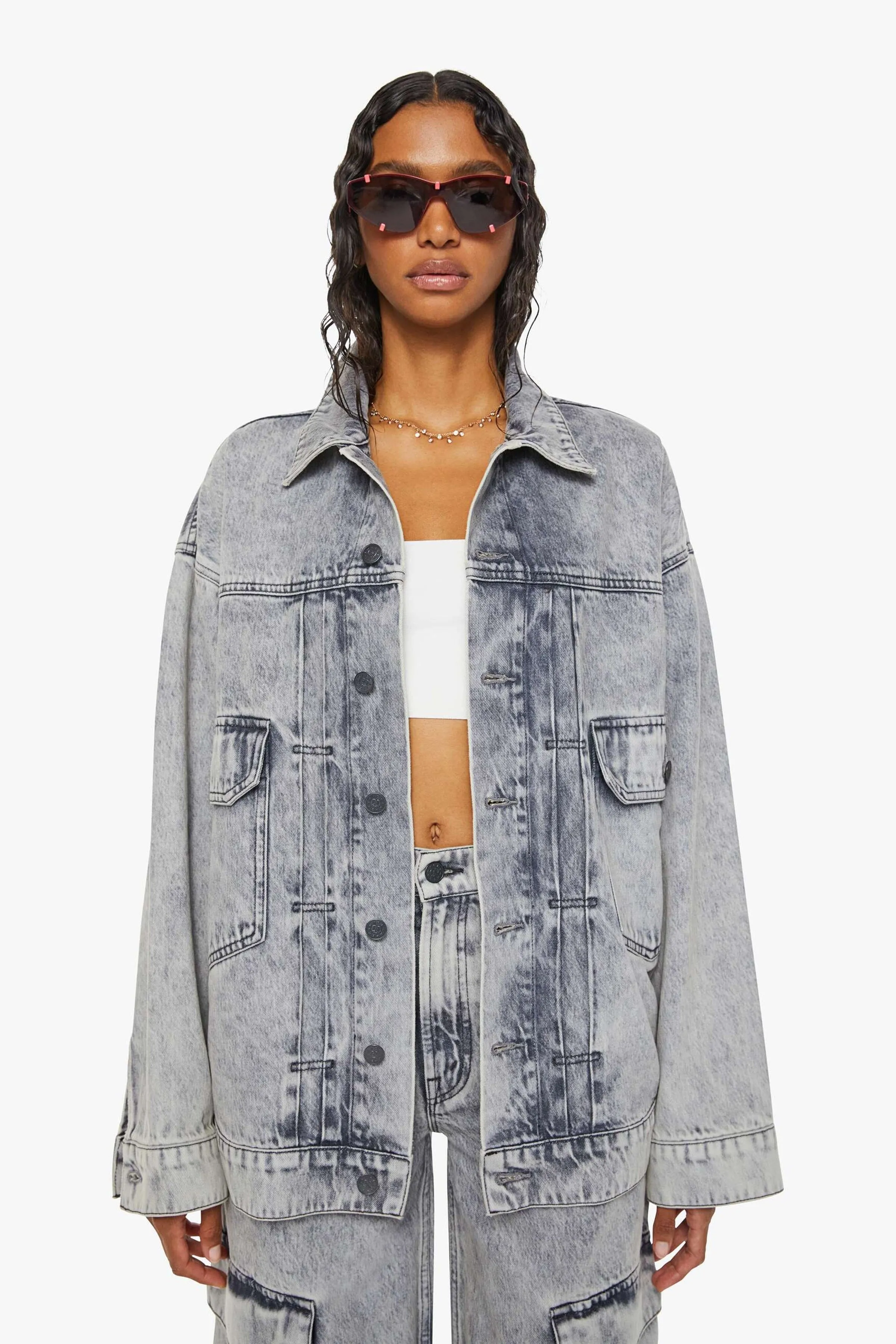 MOTHER | The Big Bite Denim Jacket - Salt and Pepper