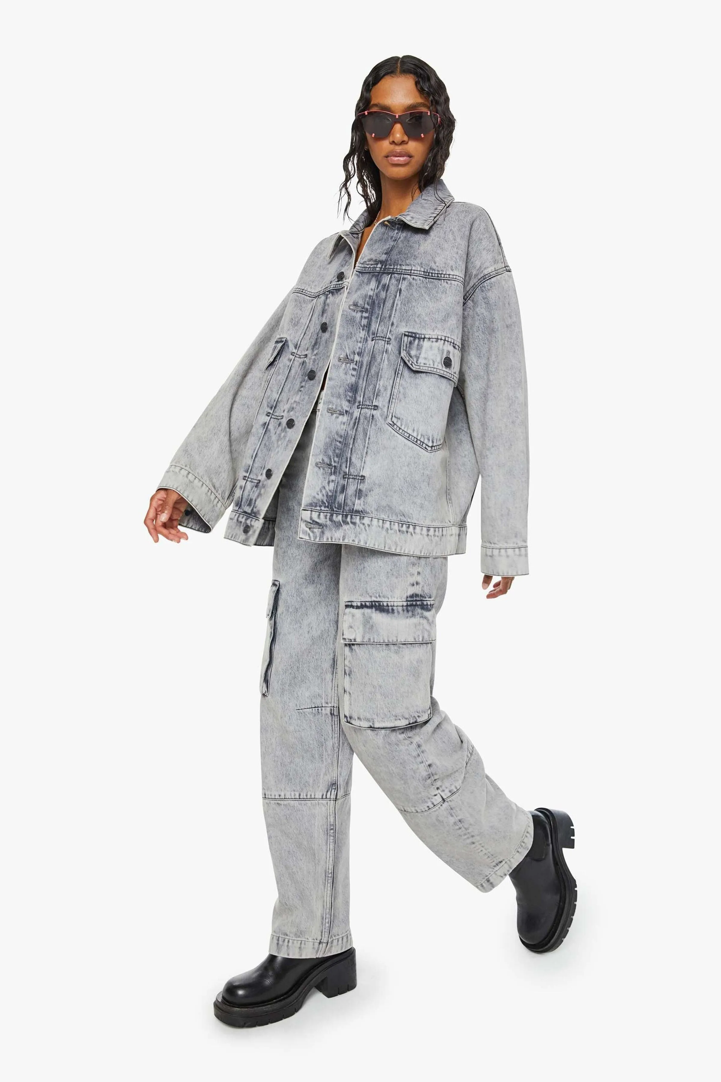 MOTHER | The Big Bite Denim Jacket - Salt and Pepper