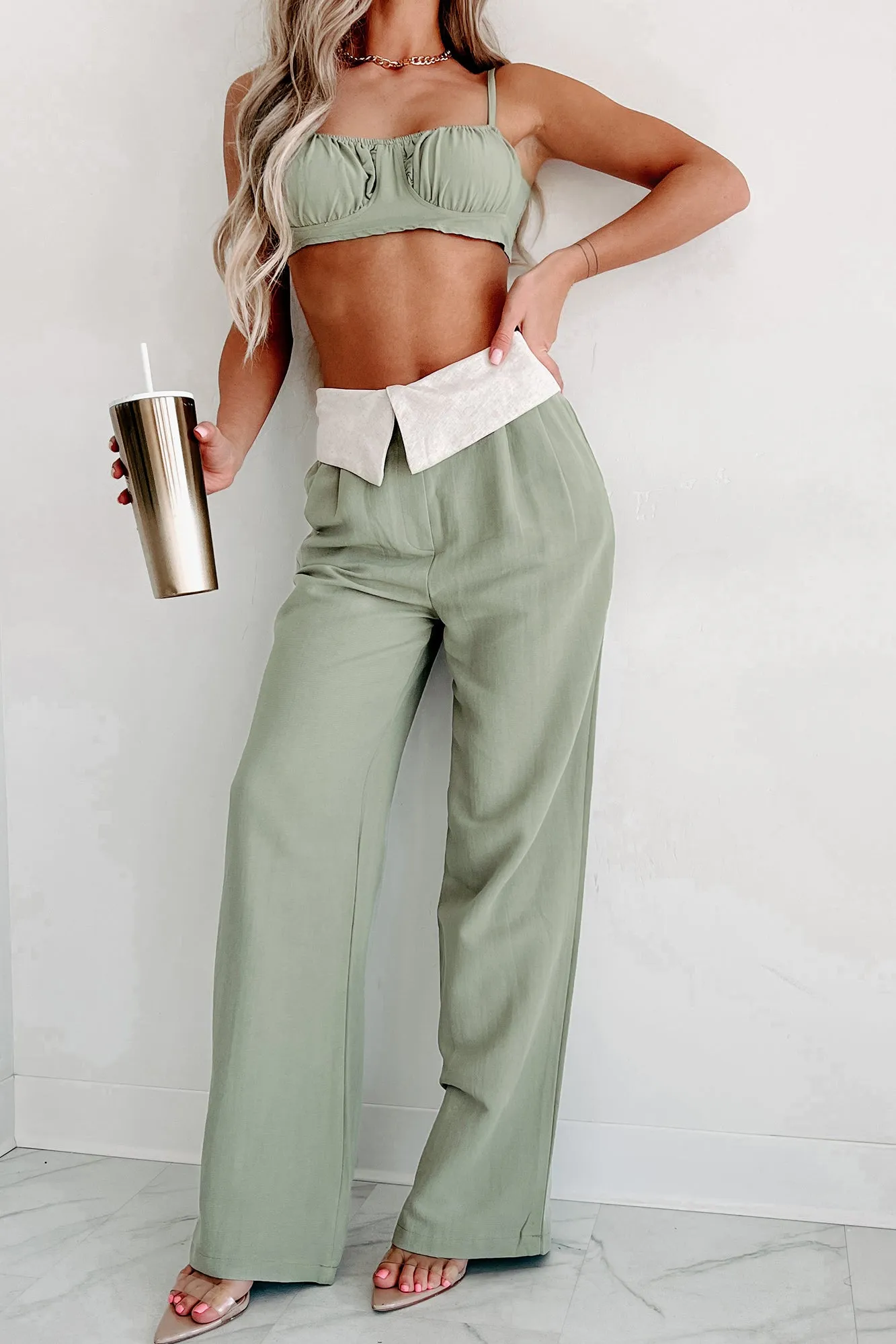 My Feeling Wide Leg Pants (Sage)