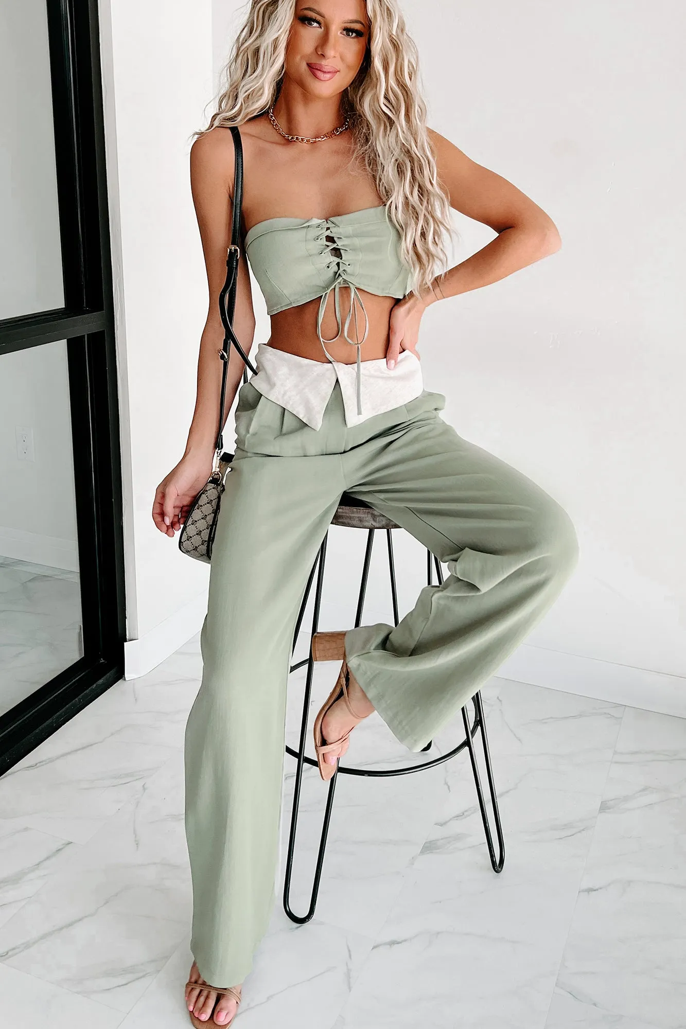 My Feeling Wide Leg Pants (Sage)