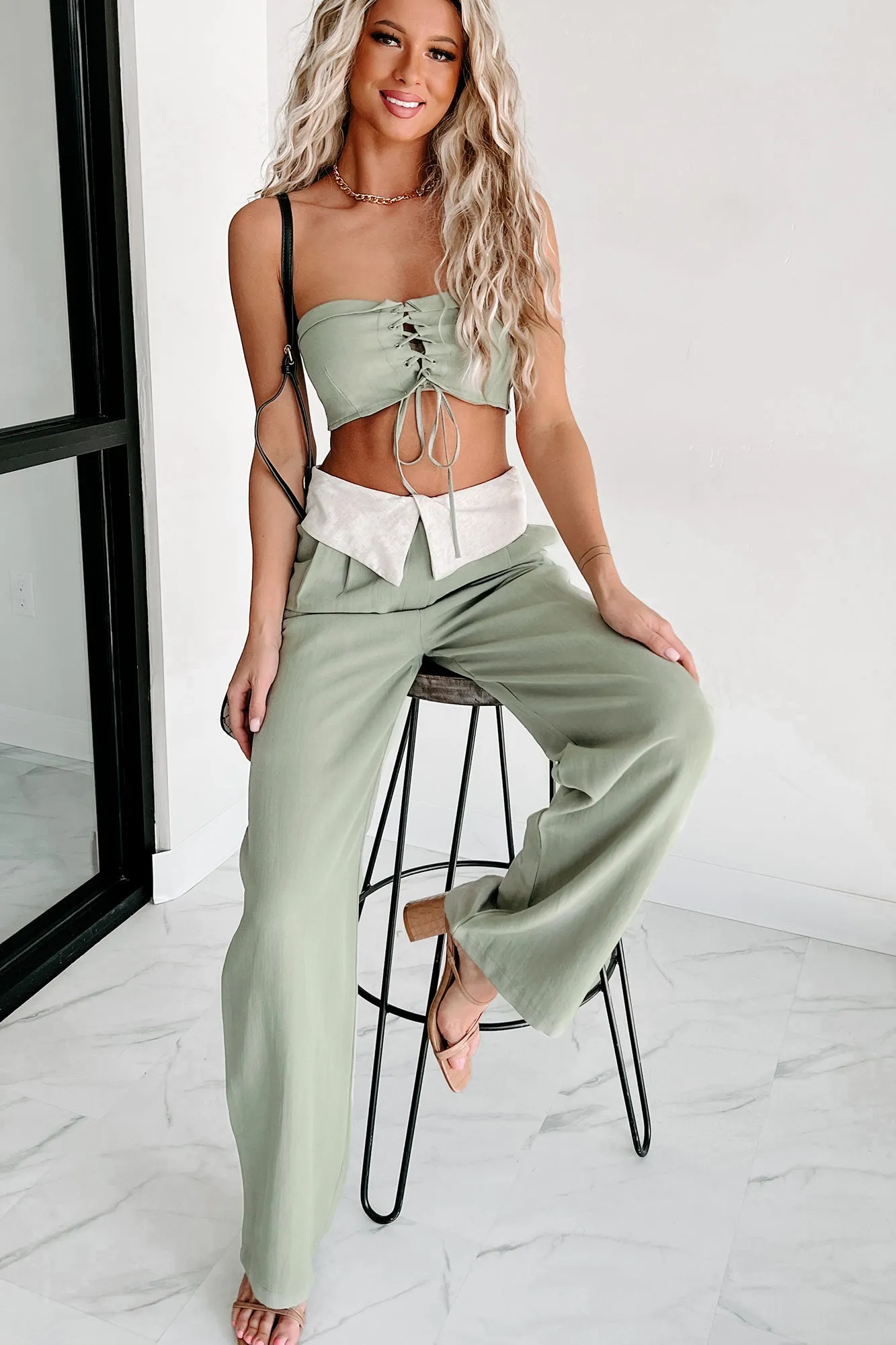 My Feeling Wide Leg Pants (Sage)