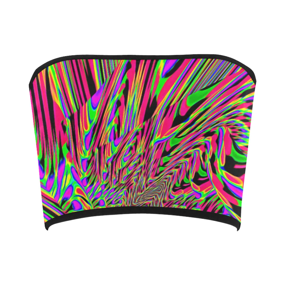 Neon Acid Waves Bandeau Top