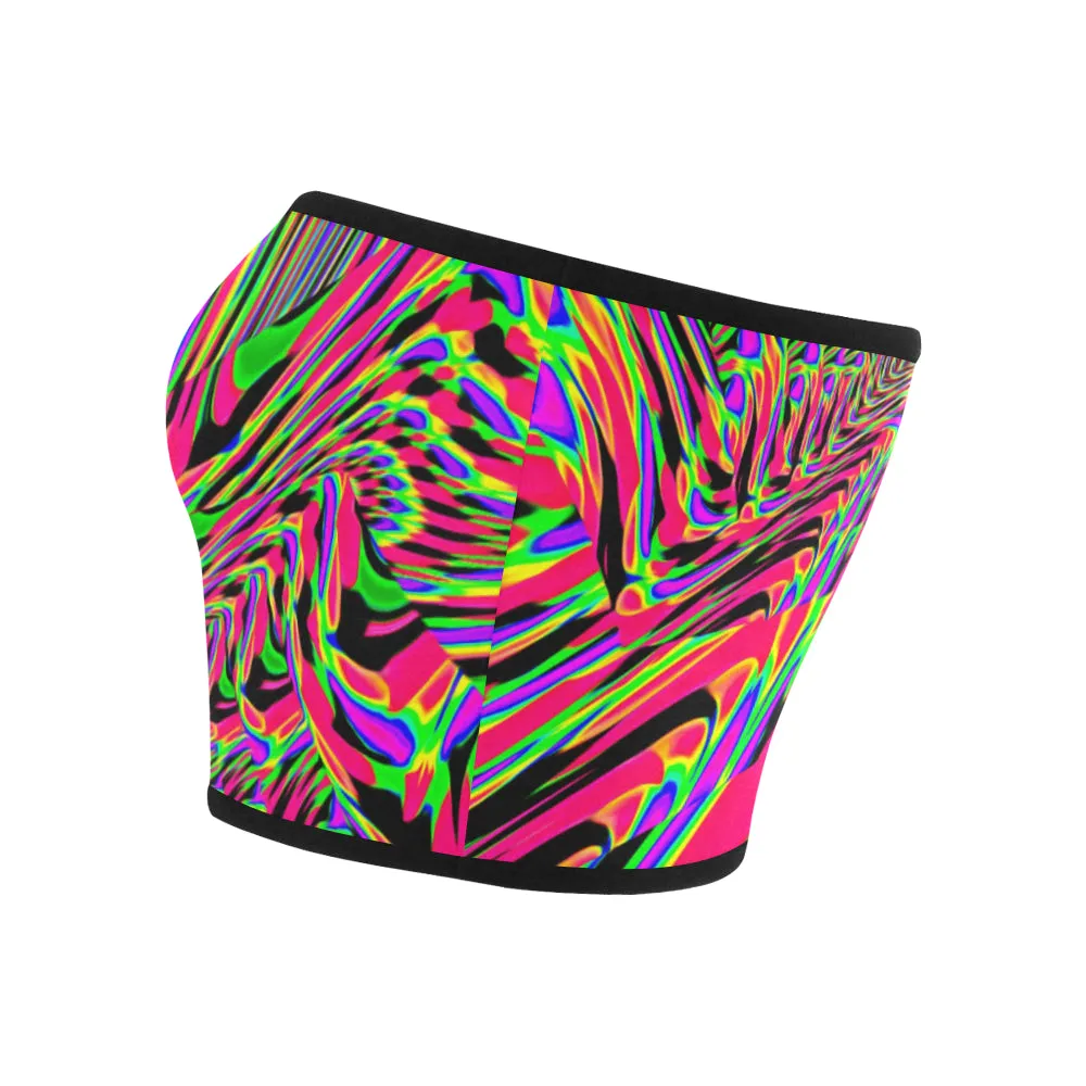 Neon Acid Waves Bandeau Top