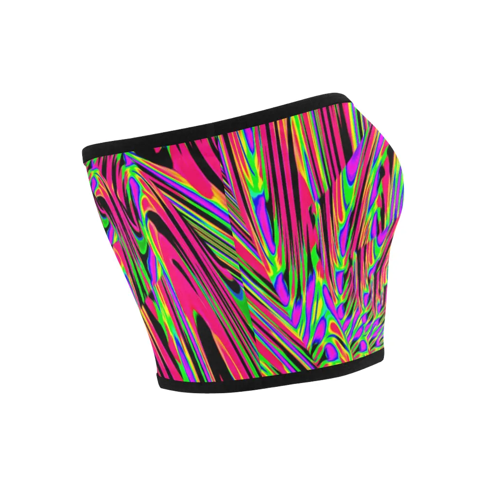 Neon Acid Waves Bandeau Top