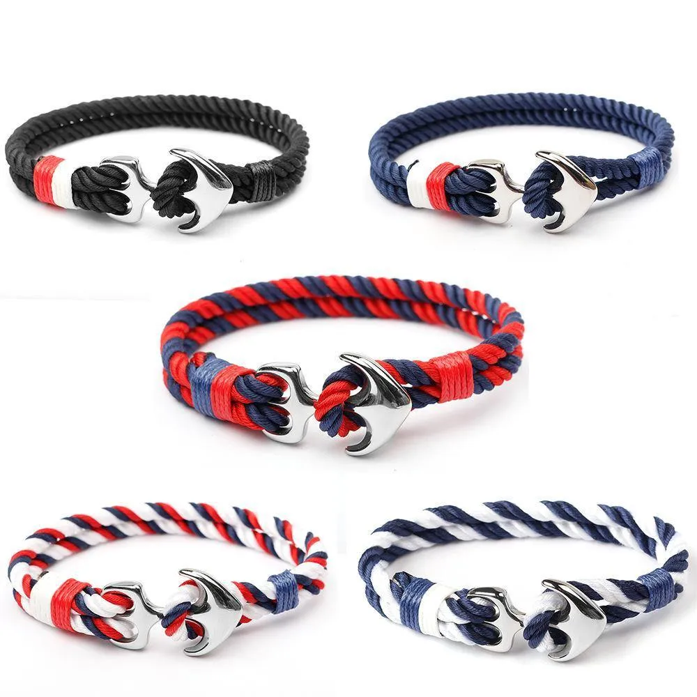 Nylon Rope Stainless Steel Anchor Bracelet [5 Variants]