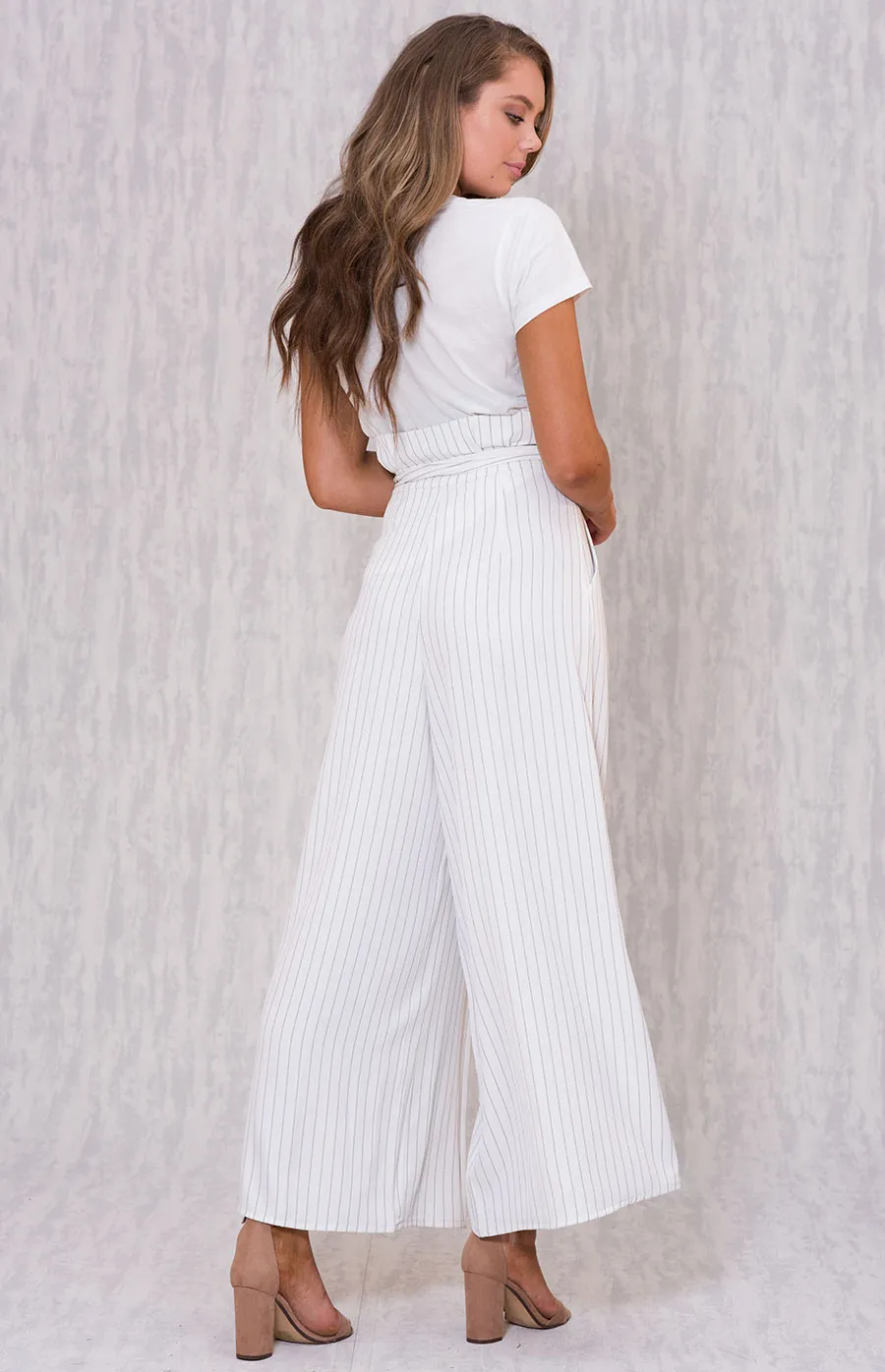 Paperbag Waist Wide Leg Stripe Pants (AP2A)